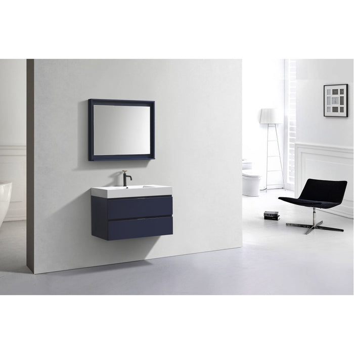 KubeBath Blue Wall Mount Modern Bathroom Vanity KubeBath