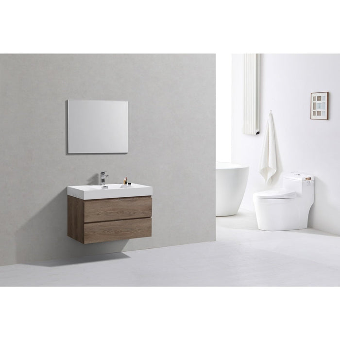KubeBath Bliss Butternut Wall Mount Modern Bathroom Vanity KubeBath