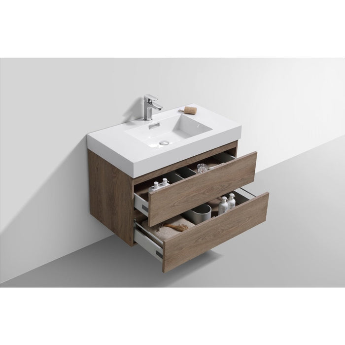 KubeBath Bliss Butternut Wall Mount Modern Bathroom Vanity KubeBath