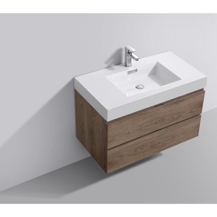 KubeBath Bliss Butternut Wall Mount Modern Bathroom Vanity KubeBath