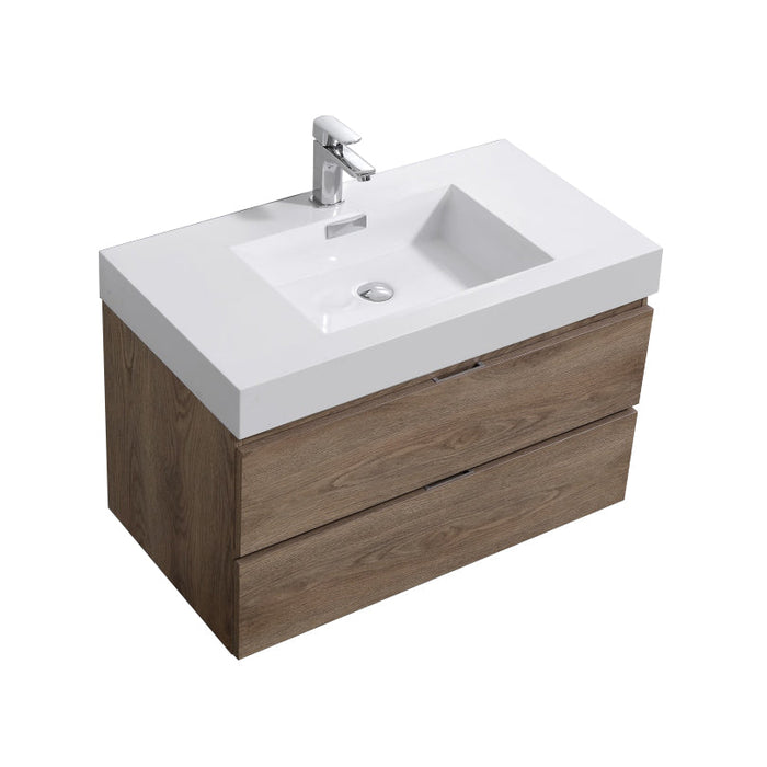 KubeBath Bliss Butternut Wall Mount Modern Bathroom Vanity KubeBath