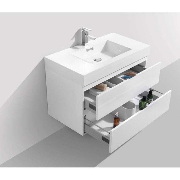 KubeBath Bliss Wall Mount Modern Bathroom Vanity KubeBath