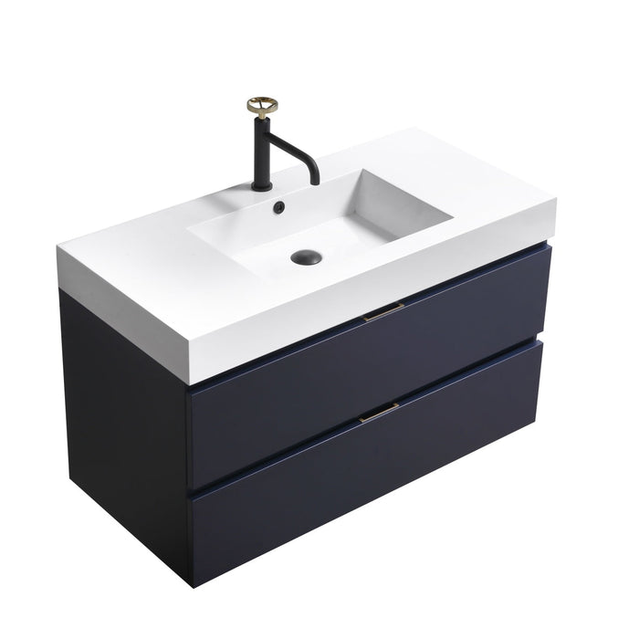 KubeBath Blue Wall Mount Modern Bathroom Vanity KubeBath