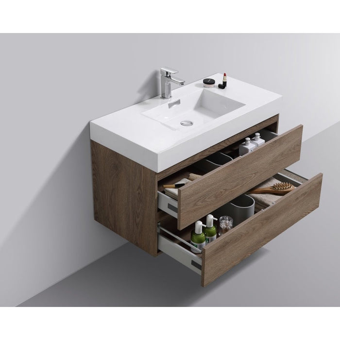 KubeBath Bliss Butternut Wall Mount Modern Bathroom Vanity KubeBath