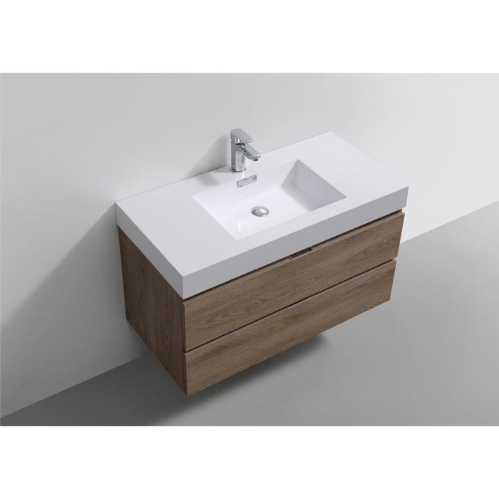 KubeBath Bliss Butternut Wall Mount Modern Bathroom Vanity KubeBath
