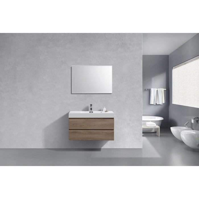 KubeBath Bliss Butternut Wall Mount Modern Bathroom Vanity KubeBath