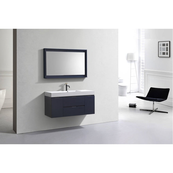 KubeBath Blue Wall Mount Modern Bathroom Vanity KubeBath