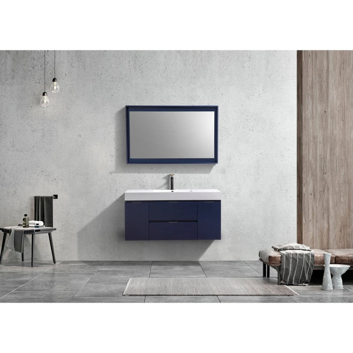 KubeBath Blue Wall Mount Modern Bathroom Vanity KubeBath