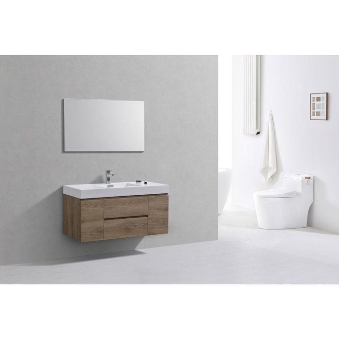 KubeBath Bliss Butternut Wall Mount Modern Bathroom Vanity KubeBath