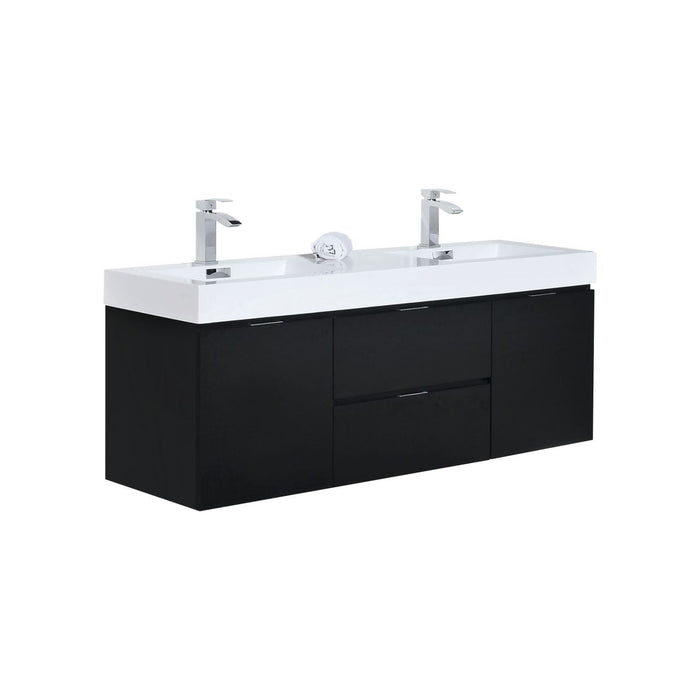 KubeBath Bliss 60" Wall Mount Modern Bathroom Vanity KubeBath