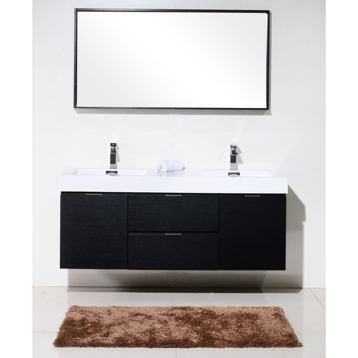 KubeBath Bliss 60" Wall Mount Modern Bathroom Vanity KubeBath