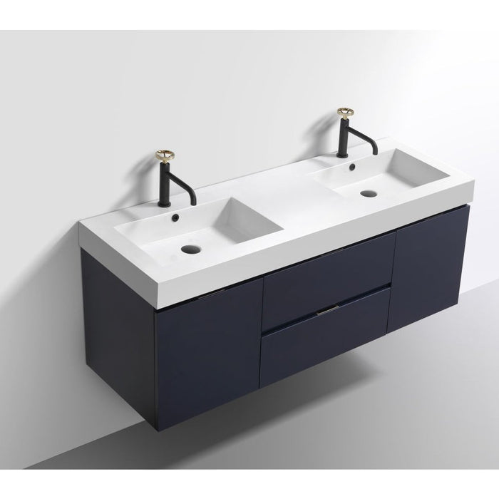 KubeBath Bliss 60" Wall Mount Modern Bathroom Vanity KubeBath