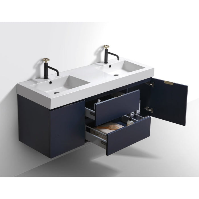 KubeBath Bliss 60" Wall Mount Modern Bathroom Vanity KubeBath