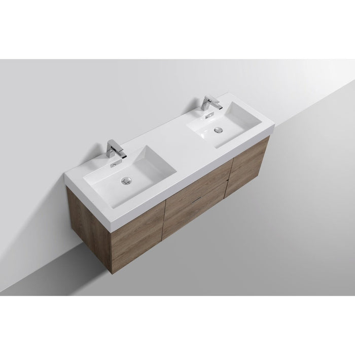KubeBath Bliss 60" Wall Mount Modern Bathroom Vanity KubeBath