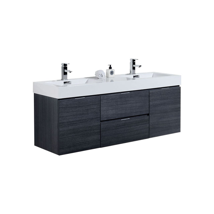 KubeBath Bliss 60" Wall Mount Modern Bathroom Vanity KubeBath