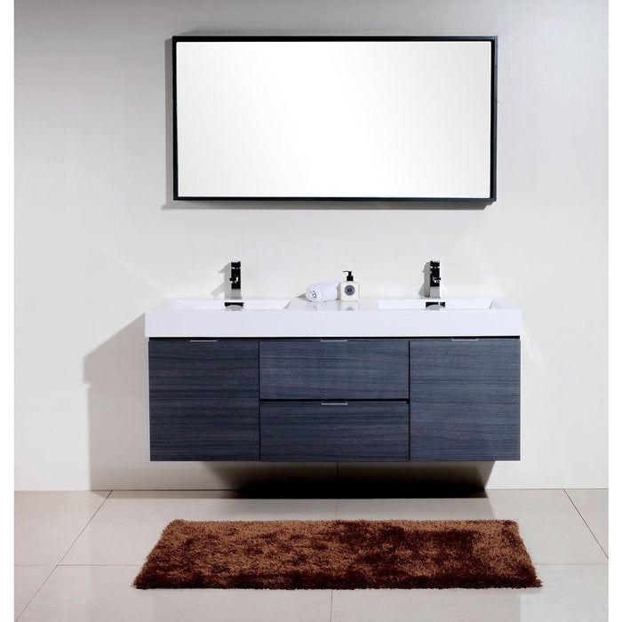 KubeBath Bliss 60" Wall Mount Modern Bathroom Vanity KubeBath