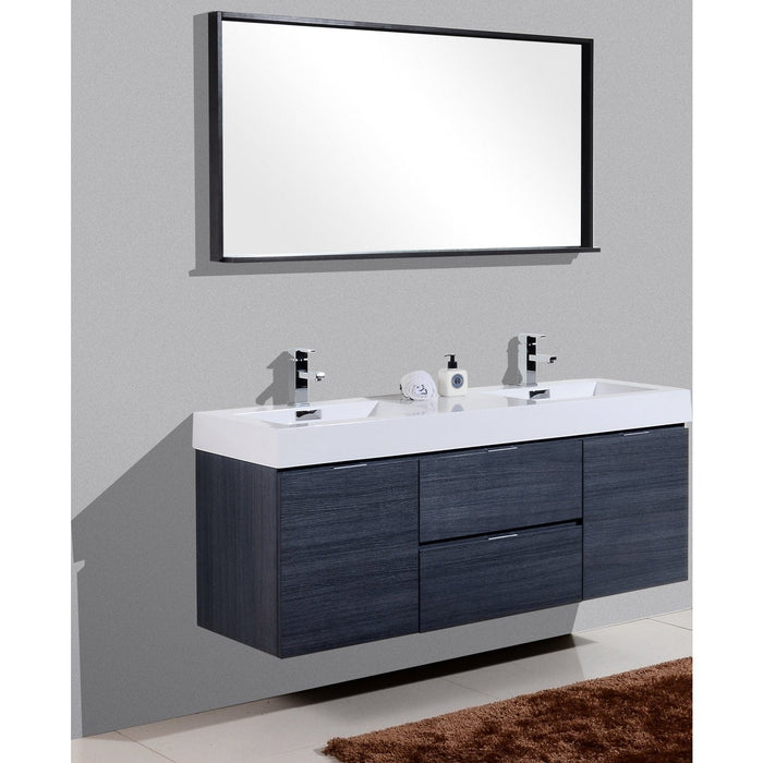 KubeBath Bliss 60" Wall Mount Modern Bathroom Vanity KubeBath