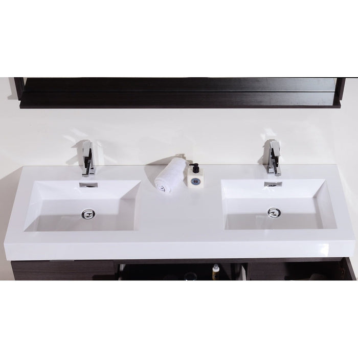 KubeBath Bliss 60" Wall Mount Modern Bathroom Vanity KubeBath