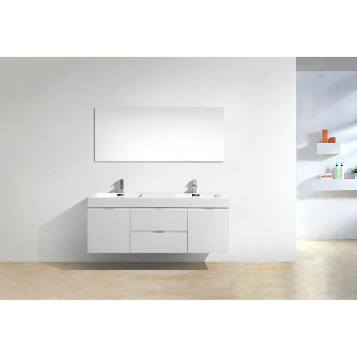 KubeBath Bliss 60" Wall Mount Modern Bathroom Vanity KubeBath