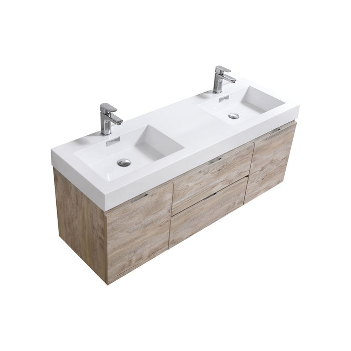 KubeBath Bliss 60" Wall Mount Modern Bathroom Vanity KubeBath