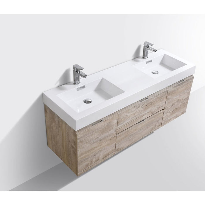 KubeBath Bliss 60" Wall Mount Modern Bathroom Vanity KubeBath
