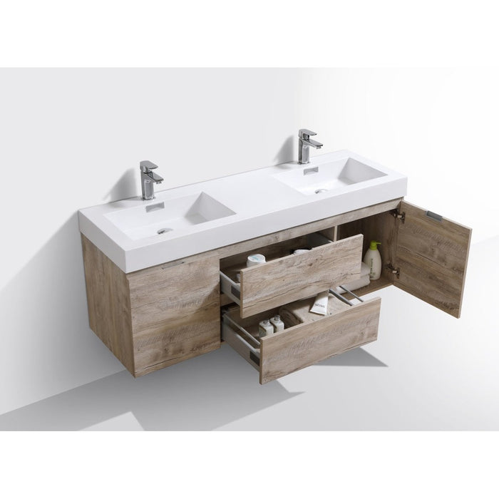 KubeBath Bliss 60" Wall Mount Modern Bathroom Vanity KubeBath