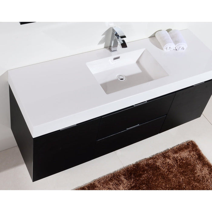 KubeBath Bliss 60" Wall Mount Modern Bathroom Vanity KubeBath