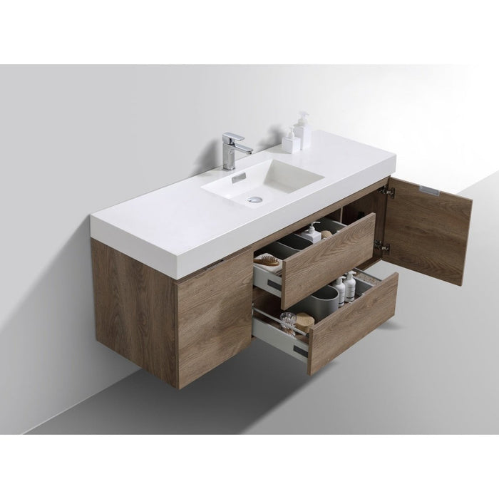 KubeBath Bliss 60" Wall Mount Modern Bathroom Vanity KubeBath
