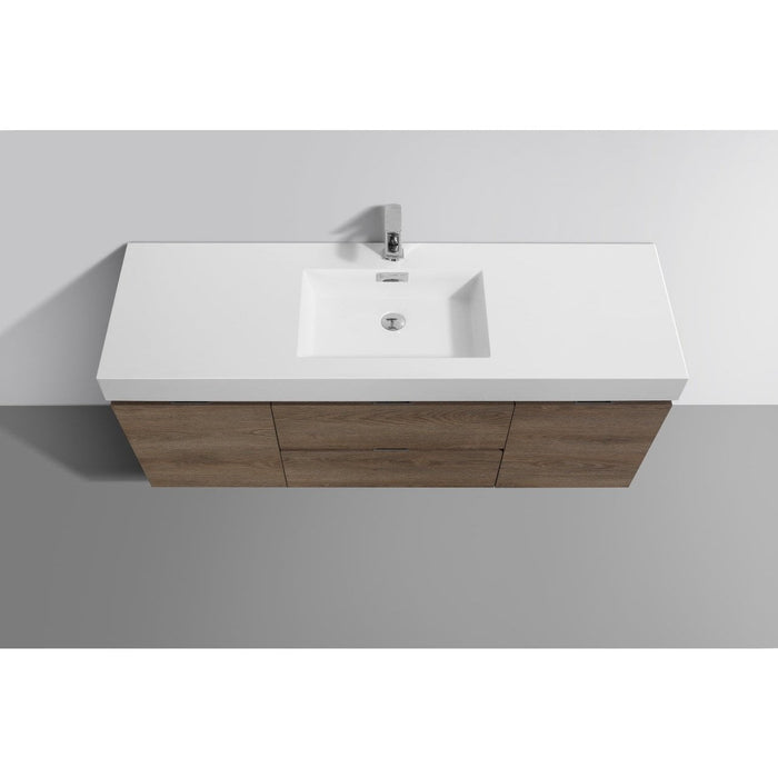 KubeBath Bliss 60" Wall Mount Modern Bathroom Vanity KubeBath