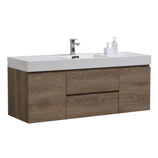 KubeBath Bliss 60" Wall Mount Modern Bathroom Vanity KubeBath