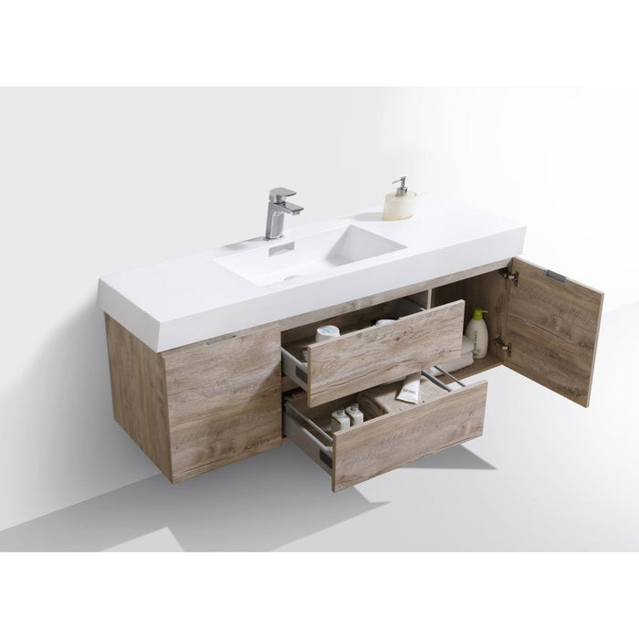 KubeBath Bliss 60" Wall Mount Modern Bathroom Vanity KubeBath