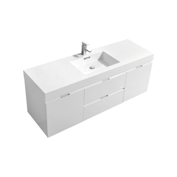 KubeBath Bliss 60" Wall Mount Modern Bathroom Vanity KubeBath