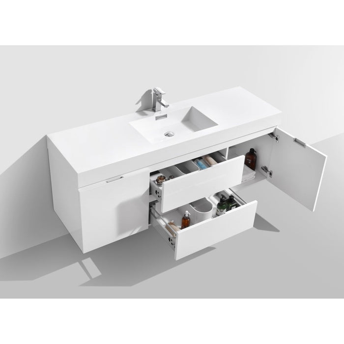 KubeBath Bliss 60" Wall Mount Modern Bathroom Vanity KubeBath