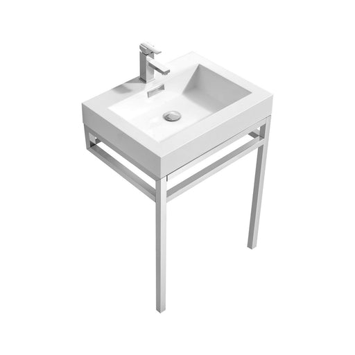 KubeBath Haus Stainless Steel Console with White Acrylic Sink KubeBath