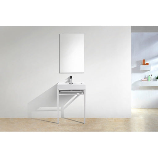 KubeBath Haus Stainless Steel Console with White Acrylic Sink KubeBath