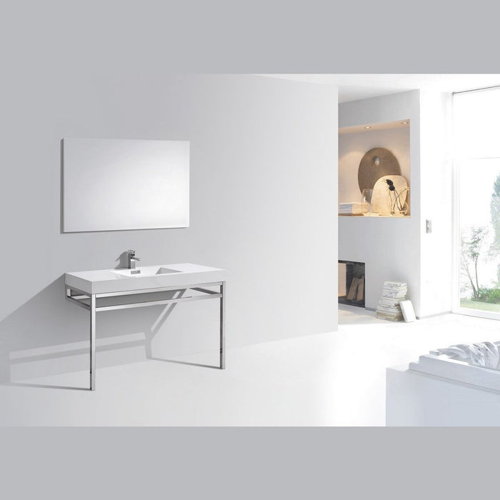 KubeBath Haus Stainless Steel Console with White Acrylic Sink KubeBath