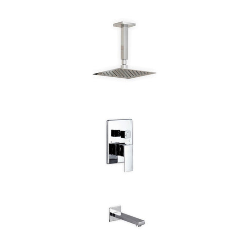 KubeBath Aqua Piazza Shower Set with Ceiling Mount Square Rain Shower and Tub Filler KubeBath