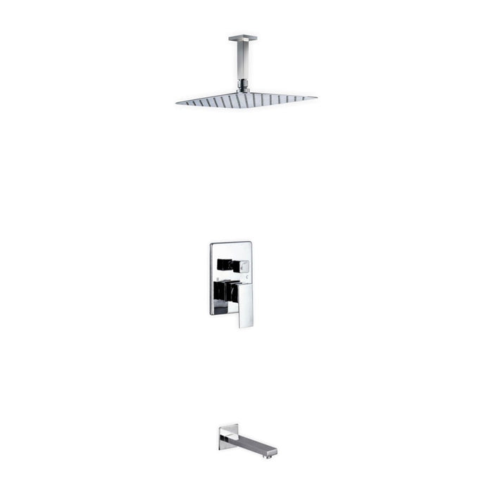 KubeBath Aqua Piazza Shower Set with Ceiling Mount Square Rain Shower and Tub Filler KubeBath