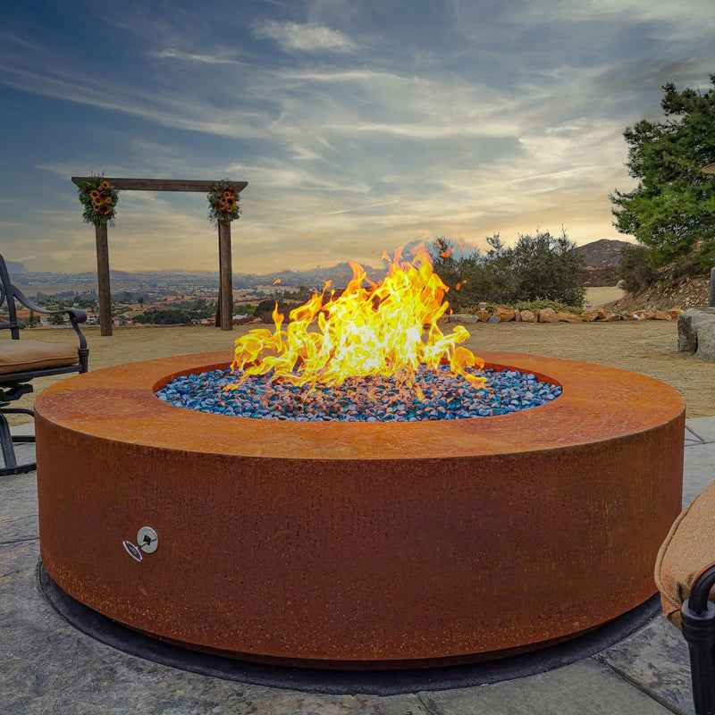 The Outdoor Plus 18" Tall Round Unity Fire Pit | Corten Steel
