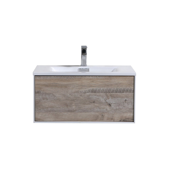 KubeBath Divario 30" Nature Wood Wall Mount Modern Bathroom Vanity KubeBath