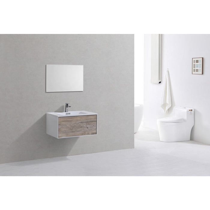 KubeBath Divario 30" Nature Wood Wall Mount Modern Bathroom Vanity KubeBath