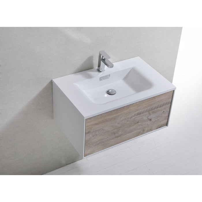 KubeBath Divario 30" Nature Wood Wall Mount Modern Bathroom Vanity KubeBath