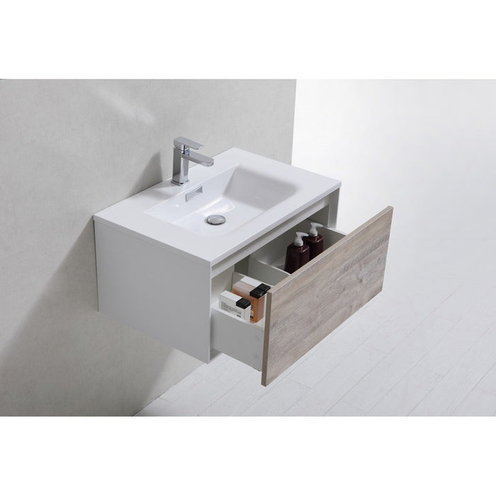 KubeBath Divario 30" Nature Wood Wall Mount Modern Bathroom Vanity KubeBath