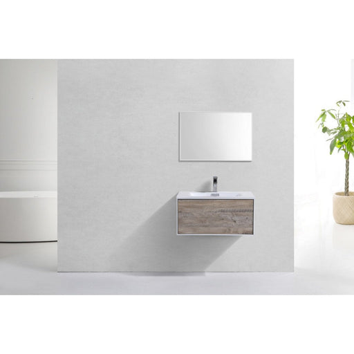 KubeBath Divario 30" Nature Wood Wall Mount Modern Bathroom Vanity KubeBath