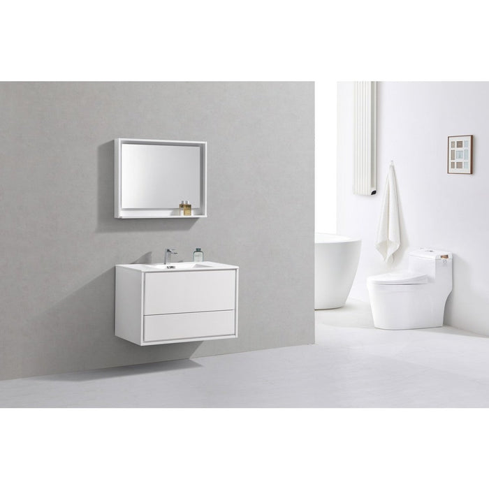 KubeBath DeLusso 36" Wall Mount Modern Bathroom Vanity KubeBath