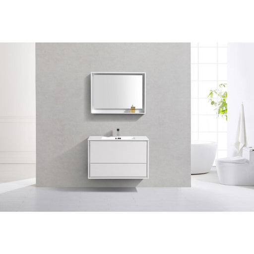 KubeBath DeLusso 36" Wall Mount Modern Bathroom Vanity KubeBath