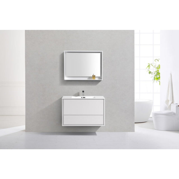 KubeBath DeLusso 36" Wall Mount Modern Bathroom Vanity KubeBath
