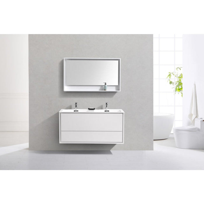 KubeBath DeLusso 48" Wall Mount Modern Bathroom Vanity KubeBath