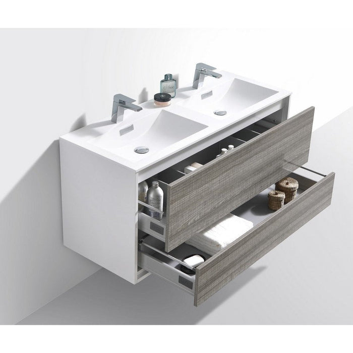 KubeBath DeLusso 48" Wall Mount Modern Bathroom Vanity KubeBath