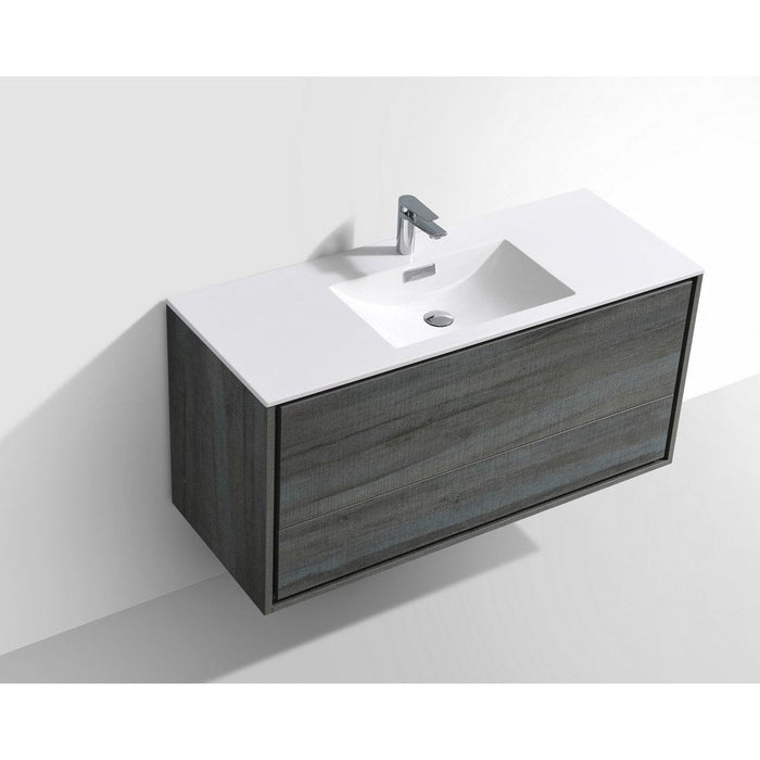 KubeBath DeLusso 48" Wall Mount Modern Bathroom Vanity KubeBath